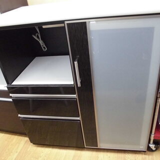 ミドルレンジボード キッチンボード 幅90㎝  黒×白 シンプル　西岡店 