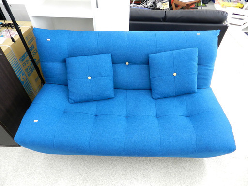 ファブリック 二人掛け ソファ ブルー   ☆ PayPay(ペイペイ)決済可能 ☆ 札幌市 北区 屯田
