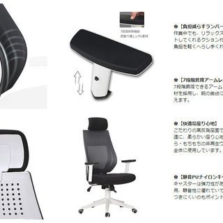 ★お取引完了★【未使用＆組立済み】Hbada ハイバック Ｓ字カーブ オフィスチェア 人間工学 デスクチェア メッシュ 7段階アームレスト 腰ランバーサポート 無段階 120度ロッキング 通気性 PUキャスターの画像