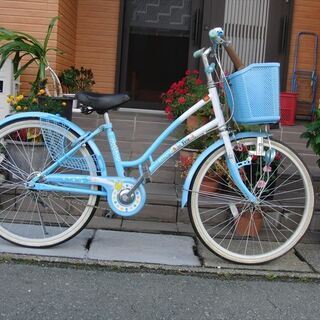 中古自転車 ２2インチ　女の子用　馬蹄カギ付★組立整備が整備★Ｂ...