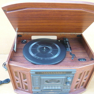 木製レコードプレーヤー付きコンポ