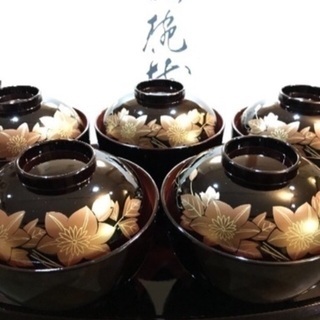 終活⑫新品未使用★高級漆器5客組&お盆