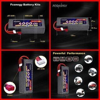FCONEGY 4S 14.8V 4000mAh 40C RCバッテリー/Lipoバッテリーパック/リポ バッテリー、RCカー（車）/ RCボート/RCトラック用 専用電池 ディーンプラグ付き
の画像