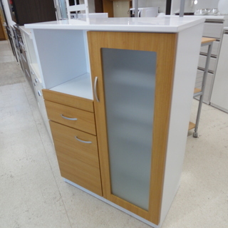 ISSEIKI /一生紀 食器棚 キッチンボード 木目×ホワイト 【ユーズド