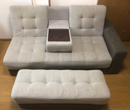 2人掛けソファ Sofa set with glass holder