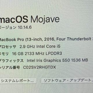  MacBook Pro 2016 16GBの画像