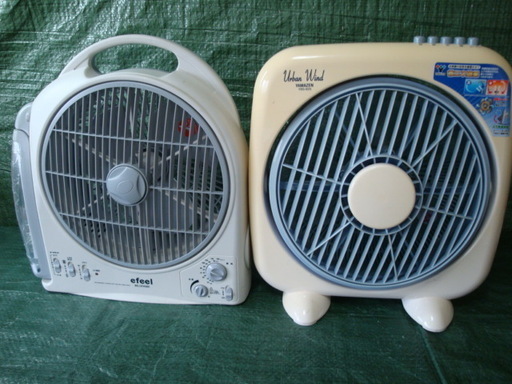 ☆★扇風機　ボックス扇　2台セット　動作品　左側→ラジオ付き扇風機