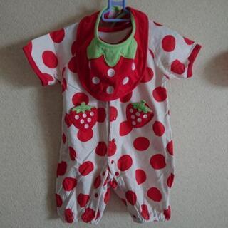 商談中🌟苺の半袖ﾛﾝﾊﾟｰｽ🍓スタイ付き✨60～70cm✨