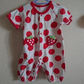 商談中🌟苺の半袖ﾛﾝﾊﾟｰｽ🍓スタイ付き✨60～70cm✨の画像