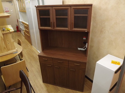 レンジボード キッチン収納 食器棚 幅：89㎝ ダークブラウン　札幌 西岡店