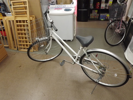 自転車 シティーサイクル ママチャリ　27インチ 6段変速 シルバー 札幌 西岡店