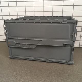 TRUSCO(トラスコ) 薄型折りたたみコンテナ 50Lロックフタ付 グレーと透明 TR-C50B-GY 中古の画像