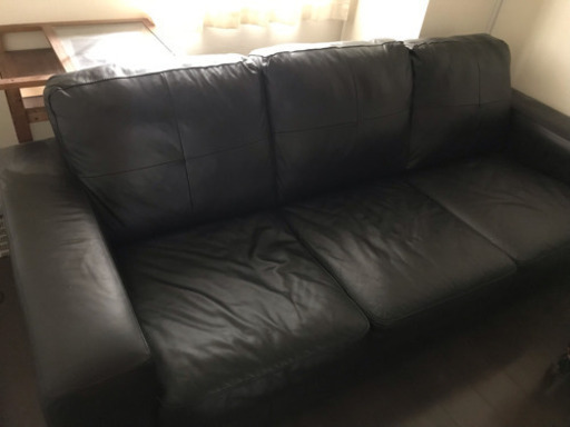 終了しました IKEA skogaby 本革 3人がけソファ 美品