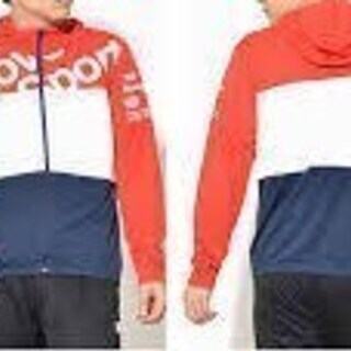 未使用品 ★ デサント(DESCENTE) サンスクリーン シャツパーカー ★ サイズL 　レッド×ホワイト×Uネイビーの画像