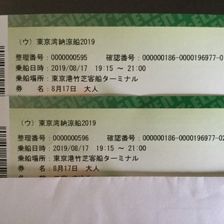 東京湾納涼船チケット譲ります