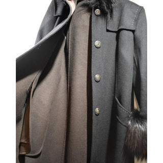 FOXEY_BOUTIQUE (フォクシーブティック) フォックスファー付きコート サイズ:42 カシミヤ100% アウター・ジャケットの画像