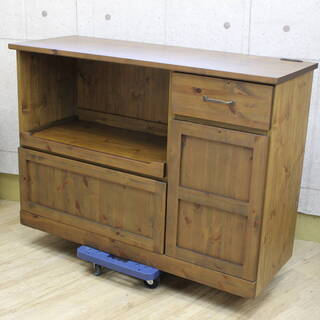 *R245)ウニコ unico オトゥール AUTEUR キッチンカウンターL レンジボード キッチン収納 キャビネット 食器棚 パイン材 今村工芸家具