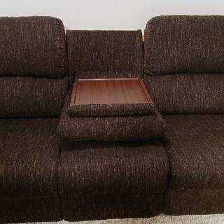 ※最終値下げ【直接引き取りの方のみ10/9まで】 ダークブラウンのL字型ソファ 最終値下げ】3人掛けソファ