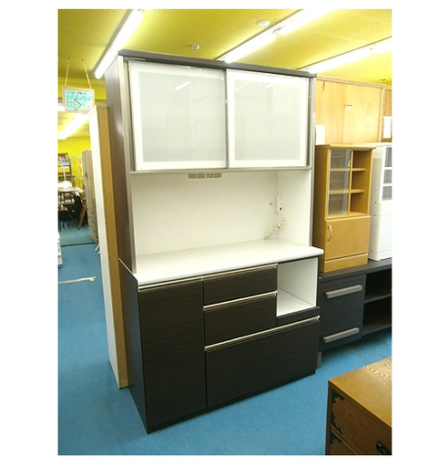 札幌【ダークブラウンのキッチンボード】幅120.5cm レンジボード 家電ボード 食器棚 キッチン 台所 アルミナ120KB ニトリ NITORI 本郷通店