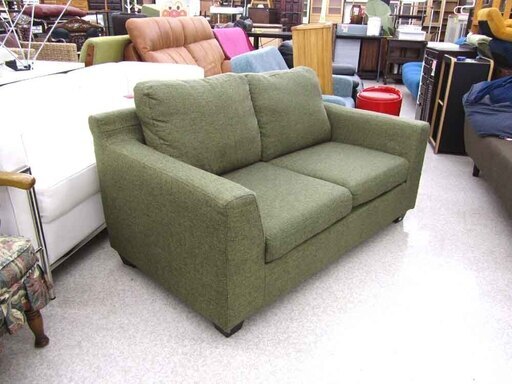 ソファ ファブリック 2人掛け グリーン 緑 二人掛け ☆ PayPay(ペイペイ)決済可能 ☆ 札幌市 北区 屯田