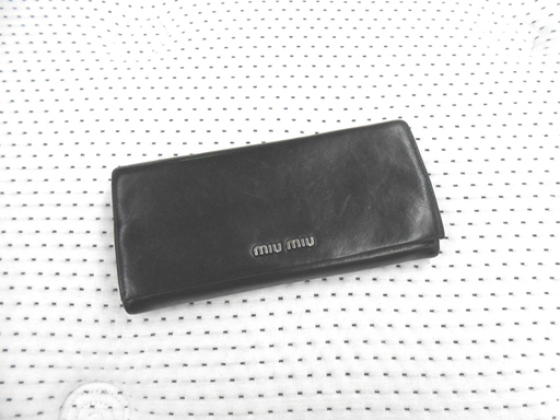 本物 miu miu 長財布 レザー 小銭入れ有 ブラック 黒 ミュウミュウ ☆ PayPay(ペイペイ)決済可能 ☆ 札幌市 清田区 平岡