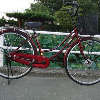 中古自転車LEDオートライト 27インチママチャリ　馬蹄カギ付★...