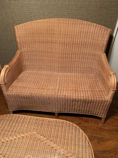 29日までに取りに来てくださる方限定！アジアン家具  藤 ラタン ソファーセンターテーブルセット