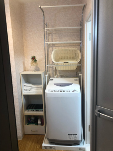【美品】洗濯機《白ボックス棚\u0026ランドリーラック》セット