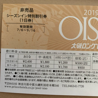 大磯ロングビー割引券  4枚(4名分)