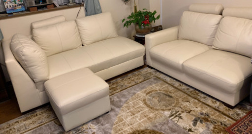 百貨店購入  ホワイトレザー ソファーセット