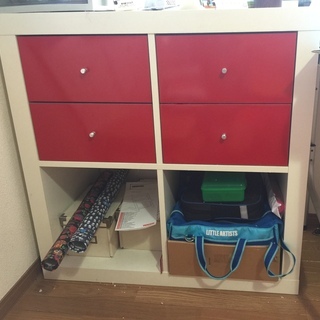 【引き取り限定】便利な引き出し付 北欧風 中古 イケア kallax 