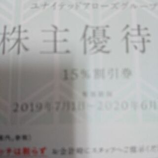 ユナイテッドアローズグループ株主優待 １５％割引券1枚の画像