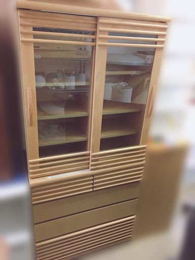 取引中/////////////////////////////////////////////////////////////////////////////////////【自社配送は札幌市内限定】美品！NITORI/ニトリ おしゃれ食器棚 キッチン収納 脚付き 木製 約80×41,5×173,5cm