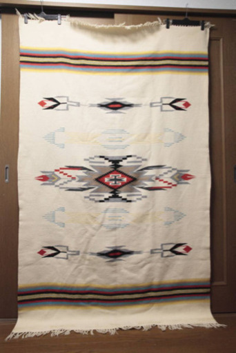 ☆超特大☆Vintage Chimayo Rug ビンテージ チマヨラグ 198cm×125cm 白色