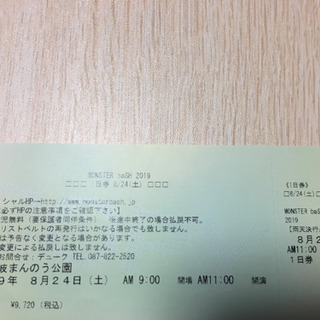 モンバス 2019 1日券 24日（土）8000円