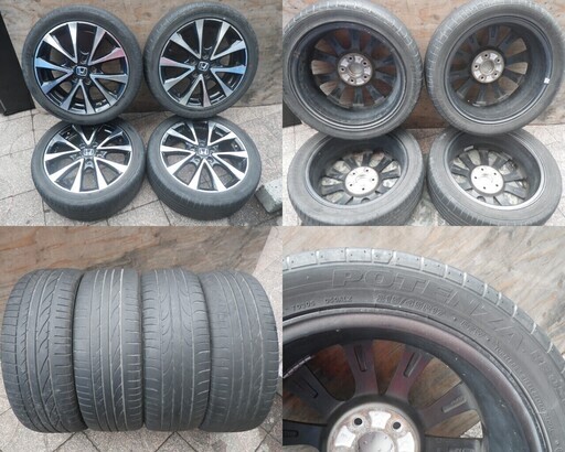 ホンダ RK5 ステップワゴン スパーダ 純正ホイール4本 5 穴 17インチ 6J+50  POTENZA RE050A 215/45R17