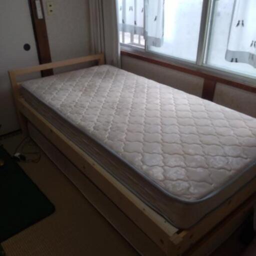 シングルすのこベッド　組立式　マットレス付