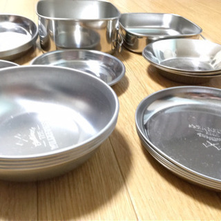 キャンプ用ステンレス食器、カップ、クッカー