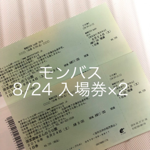 モンバス 8/24 チケット 入場券 2枚