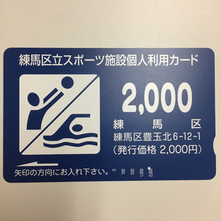練馬区立スポーツ施設 プリペイドカード・郵送も可能の画像