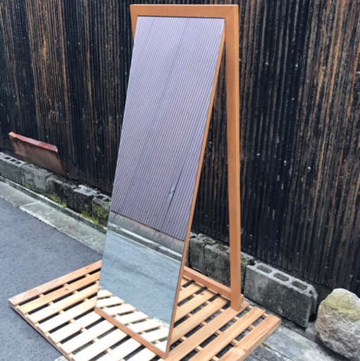 天然木スタンドミラー 大#姿見