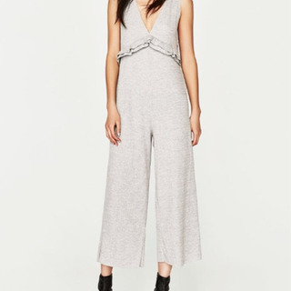 ZARA ニットオールインワン 試着のみ ザラ グレー サロペッ...