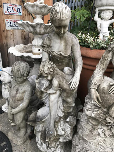 西洋彫刻洋風女性＋子ども像お売りします。インテリア 置物 アウトドア オブジェ 裸婦像 庭園 エクステリア