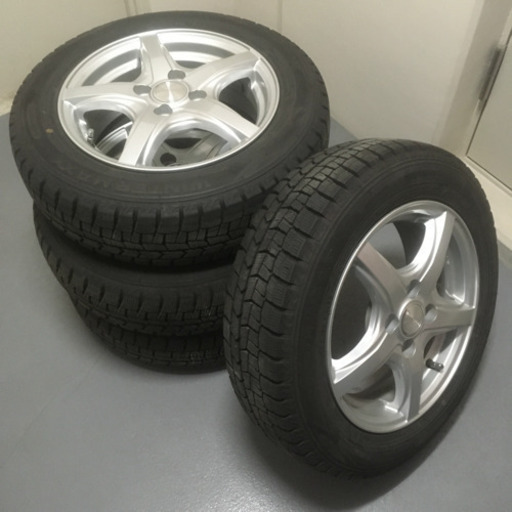 115-1ダンロップWINTERMMAX165/65R14 2018年 バリ山 14×5J +39 タンク トールなどに DUNLOPスタッドレスタイヤ アルミホイール付4本セット