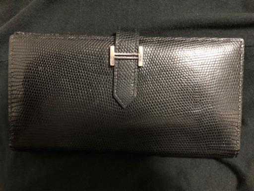 エルメス HERMES 財布 長財布 二つ折り ２つ折り ブラック 黒 シルバー レザー