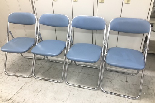 中古　プラス　折りたたみパイプ椅子　折りたたみ椅子　クッション付　1脚