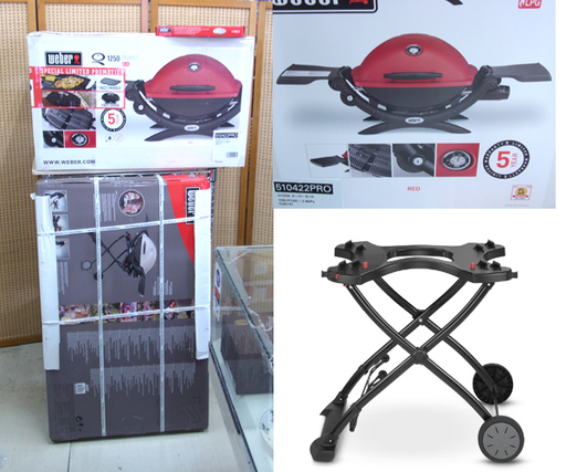 南12条店 新品 Weber/ウェーバー BBQグリル キャンプQスーパーセット Q1250+別売り ポータブルカート 6557セット