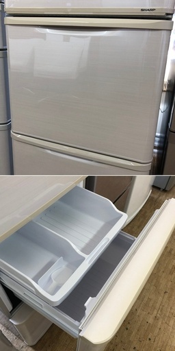 美品【 SHARP 】シャープ 350L 両開き３ドア冷蔵庫プラズマクラスター搭載 自動製氷機付 どっちもドア 使いやすい高さ ベージュ系/サクラベージュ SJ-PW35B