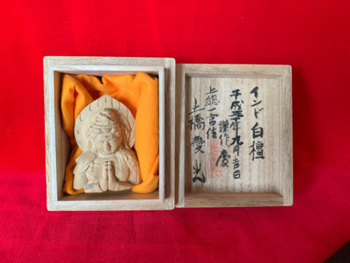 渾身の一点物白檀 聖観音菩薩合掌仏(水子供養)(守護仏)(肌身仏像)(細密仏像)(魔除け浄化)土橋作 28g