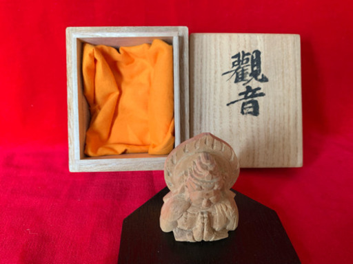 渾身の一点物白檀 聖観音菩薩合掌仏(水子供養)(守護仏)(肌身仏像)(細密仏像)(魔除け浄化)土橋作 28g